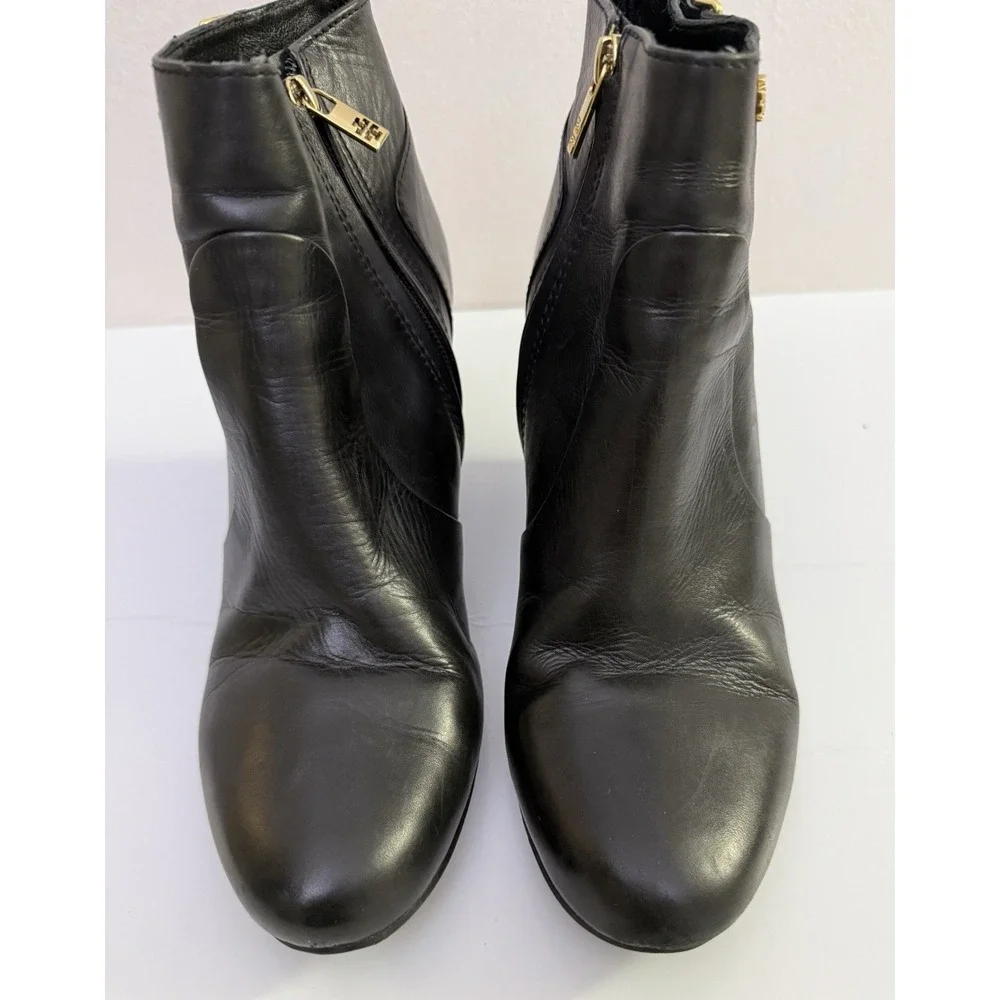 TORY BURCH Milan Wedge Bootie Black‎ Leather Size 11